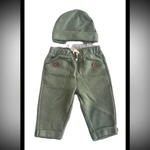 Mario Lopez Green Baby Pants And Hat 3/6 Months (0507)